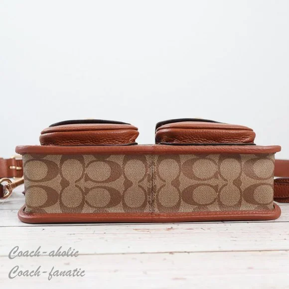 NWT Coach C5675 Pennie Crossbody With Coin Case In Signature Canvas Khaki - Picture 14 of 15